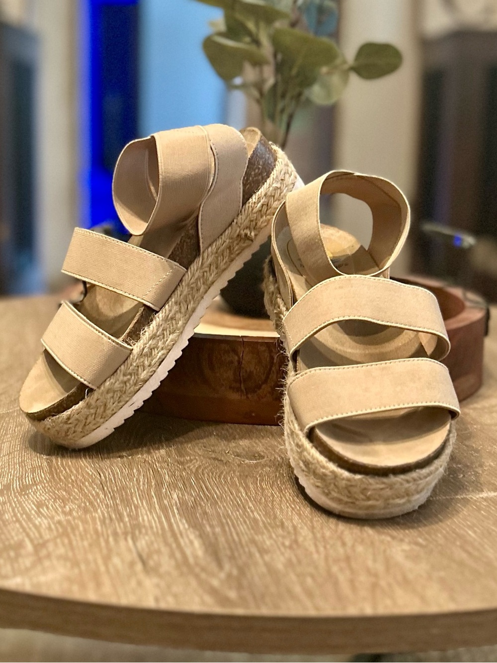 Women's Beige Espadrille Platform Sandals